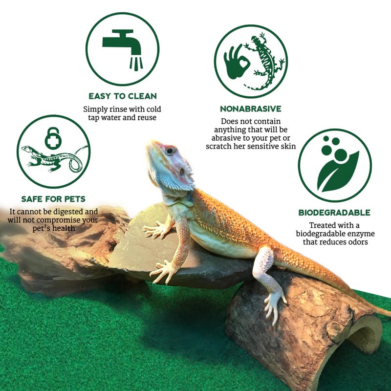 SunGrow, Reptile Mat, Terrarium Floor Liner, 30BR/40BR/50/65 Gallon, Substrate Carpet, Soft Bedding for Reptiles - Gecko, Lizard, Snake, Tortoise, Reptile Cage Tank Supplies & Accessories, Green, 1Pc - Image 3